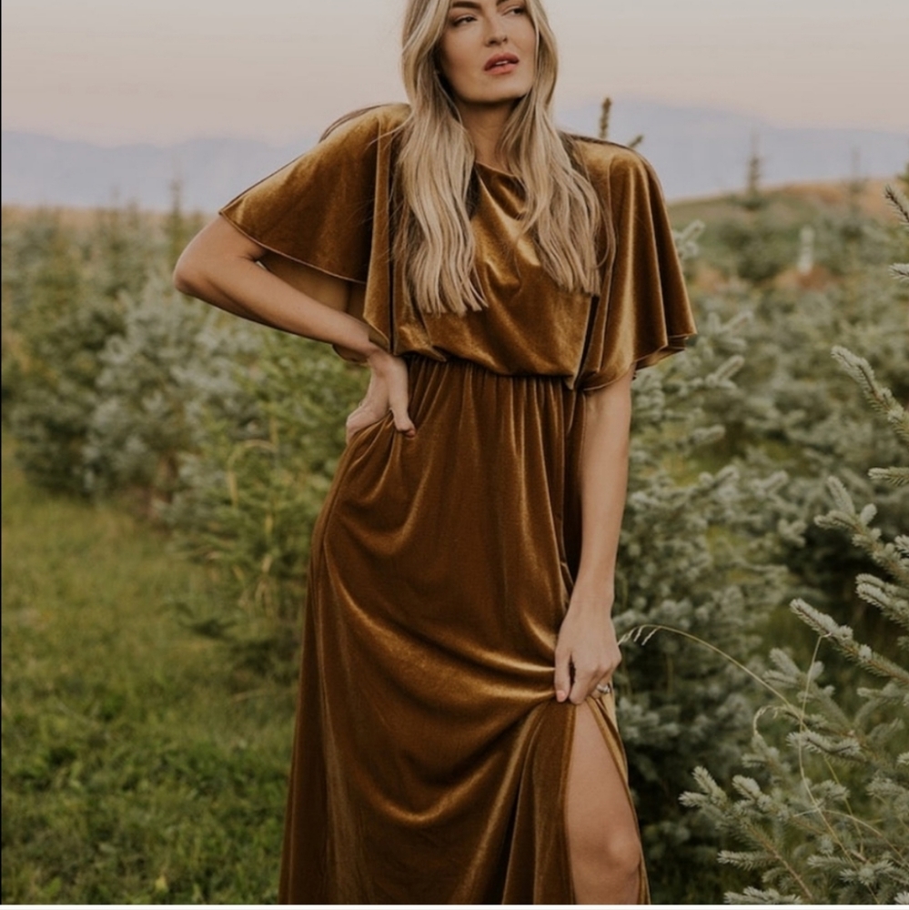 Velvet Mustard/Gold Roolee Dress